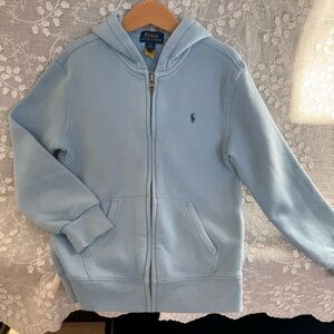 Ralph Lauren Kids Big Pony Logo Fleece Full-Zip Hoodie size 7Y